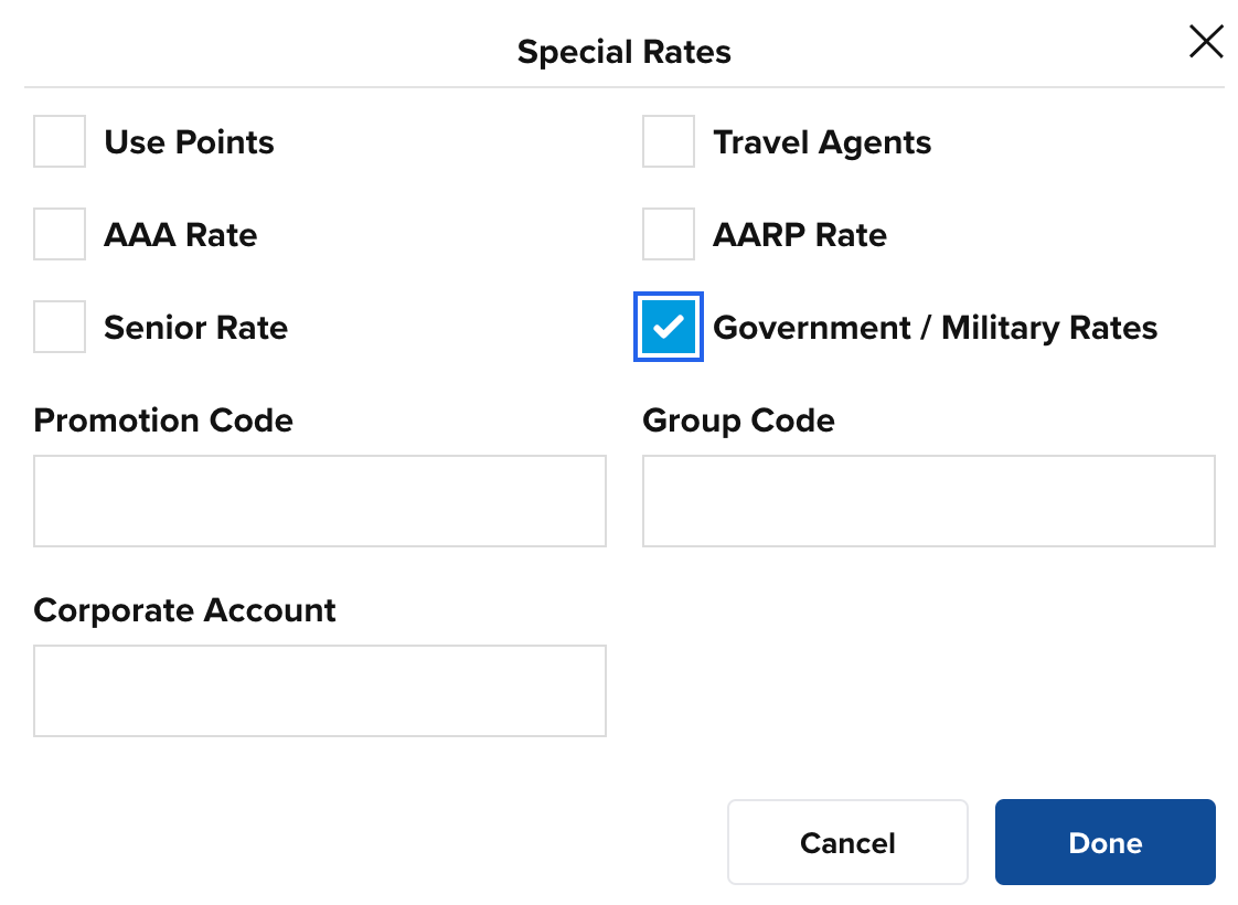 screenshot of Hilton bookings